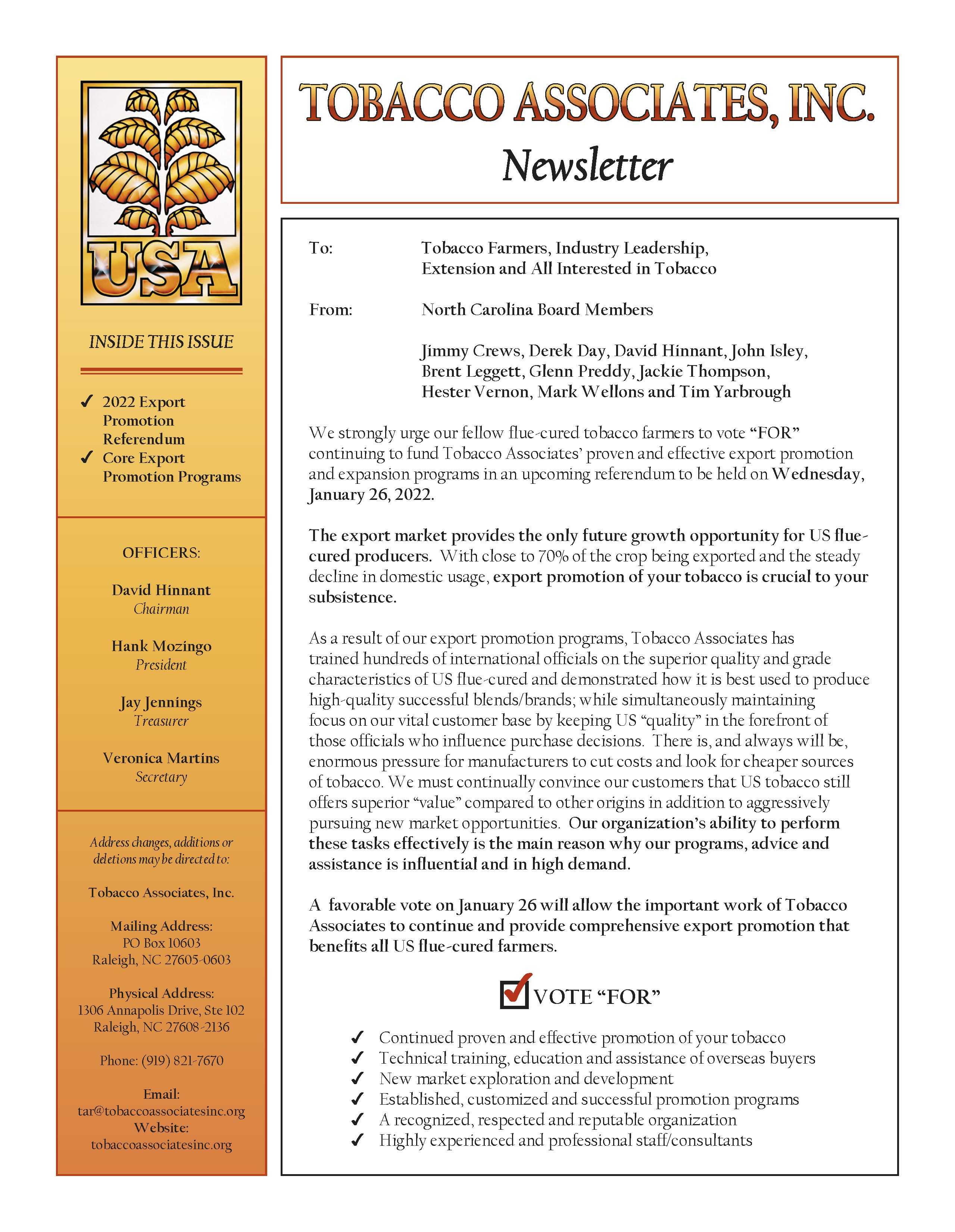 2022 Newsletter and Referendum Notice